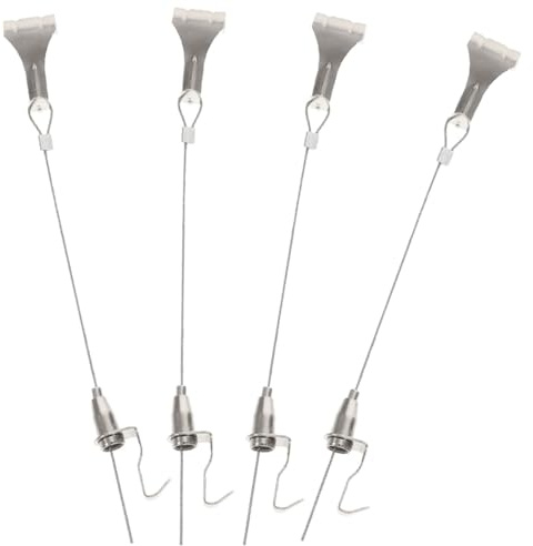 VILLCASE Set 4 Pezzi Cavi in Acciaio Inox con Ganci Regolabili per Appendere Quadri Soluzione Sospensione Fai da Te per Cornici e Foto Uso Casa Ufficio Scuola Cavo Appeso Resistente e