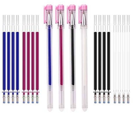 Kinbom Lot de 4 stylos à encre pour textile effaçable à la chaleur avec 20 recharges 4 couleurs