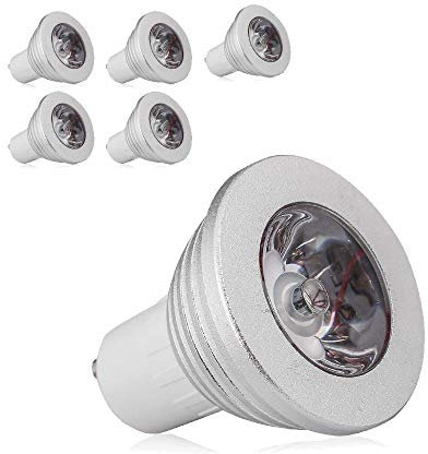 Mengjay LED GU10 färgskiftande lampa, LED ljuskälla reflektorlampa, 3 W RGB för familjemöten (5 st)
