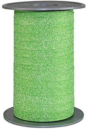 PRÄSENT Geschenkband POLY GLITTER hellgrün, 100 Meter Ringelband 10 mm zum Basteln, Dekorieren & Verpacken von Geschenken zu jedem Anlass