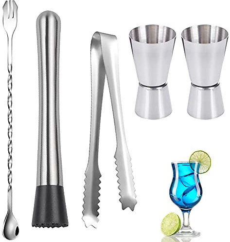 Set da Cocktail Shaker/Set Bartender/Dosatore Cocktail/Barman Kit,Acciaio inossidabile,5 pezzi