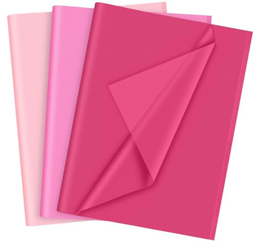 PLULON 60 Blatt rosa Seidenpapier, farbiges Geschenkpapier, Seidenpapierbögen zum Verpacken von Geburtstagsgeschenken, Hochzeiten, Babypartys, Ostern, Babyparty-Dekorationen, Muttertagsgeschenke