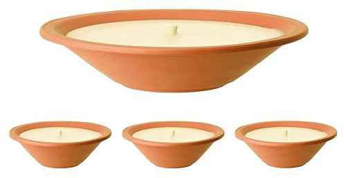 Flammschalen für draußen 4 Stück - Outdoor-Kerzen Terracotta - Perfekt für deinen Garten - Feuerschalen im 4er Set - 13h Brenndauer - 23x7 cm