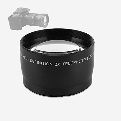 Lente telefoto 2X, Lente de conversión telefoto HD de Aumento Profesional con Vidrio óptico, Lente de aleación de Aluminio para Lente de cámara con diámetro de Filtro de 55 mm / 2,2 Pulgadas