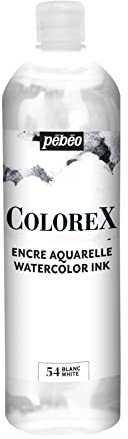 Pébéo - Encre Colorex 1 L Blanc - Colorex Encre Aquarelle Pébéo - Encre blanche Rendu Velouté - Encre Dessin Multi-outil Tous Supports - 1 L - Blanc
