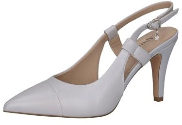 CAPRICE Damen Slingpumps aus Leder Spitz, Grau (Lt.Blue Perl), 38.5 EU