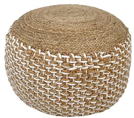 casamia Pouf Hocker Jute Sitzpouf Bodenkissen Boho Natur Fußhocker rund Würfel Größe Bodenkissen 2 - rund