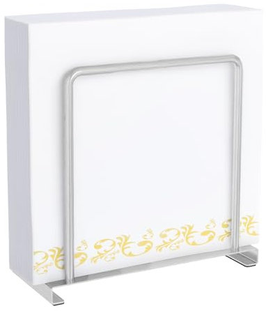 STWWO Napkin Holder for Table, Metal Napkin Holder Modern Black Paper Cocktail Napkins Dispenser Standing Paper Napkin Storage for Kitchen Dining Table Decor, Silvery