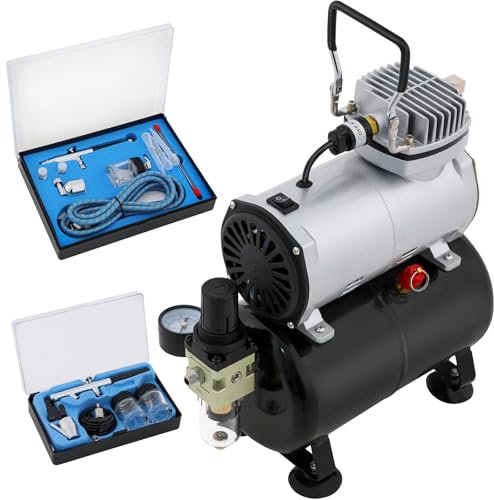 VELPAX Airbrush-Set zwei Sätze mit Kompressor mit Mächtig Luftstrom und Luftdruck, Für Hobbys, Körper-Tattoos, Nagelkunst, Möbelrenovierung