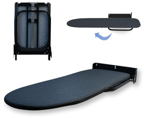 Groyells Table à repasser murale pliable avec espace rotatif à 180°, housse résistante à la chaleur, idéale pour la maison, la buanderie et les petits espaces, 92 x 31 cm, noir