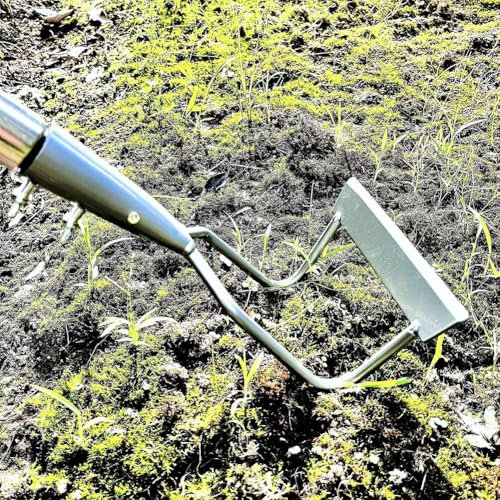 Azada de jardín, azada de deshierbe resistente, azada de jardín hueca con mango largo ajustable, herramienta resistente, rastrillo de deshierbe, pala de jardinería y desmalezadora agrícola