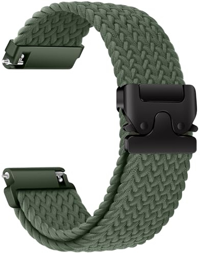 RUIMAYA Flätat band, 20 mm snabbfrigörande klockarmband mjuk nylonrem med justeringsspänne kompatibelt andningsbart med de flesta smartklockor och klassiska armbandsur