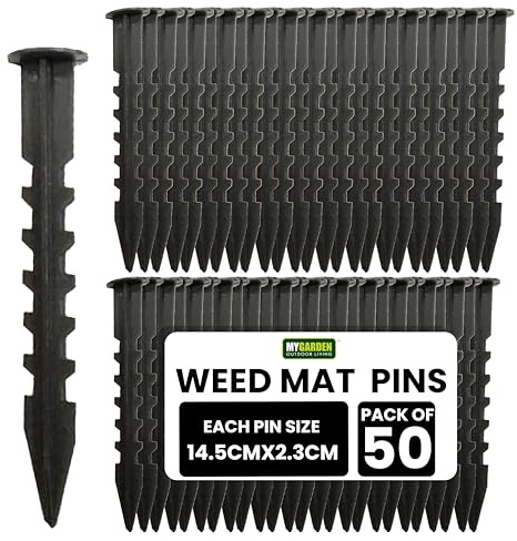 My Garden Weed Membrane Pegs 50 Pack - Plastic Ground Pegs for Weed Control, Fleece, Netting & Landscaping - Rust-Free Garden Pins & Spikes for Secure Fixing & Durable Garden Use