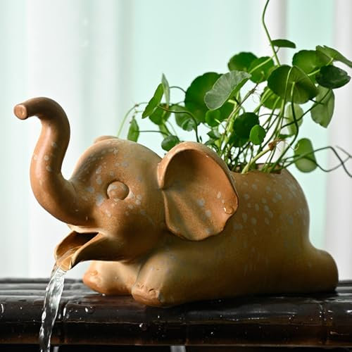 WNYAILLL Cracheur de Fontaine de Jardin, Garden Decor pour étang à koï, Paysager Décorations D'Aquarium, Jardin Extérieur Caractéristique De l'eau Cracheur D'Étang en Céramique(Yellow)