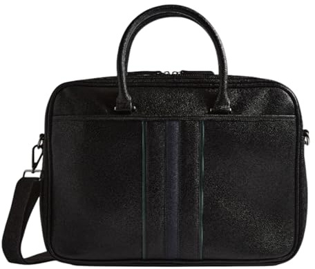 Ted Baker Kenriik Stripe Business Laptop Bag with Laptop Compartment PU Document Bag Black
