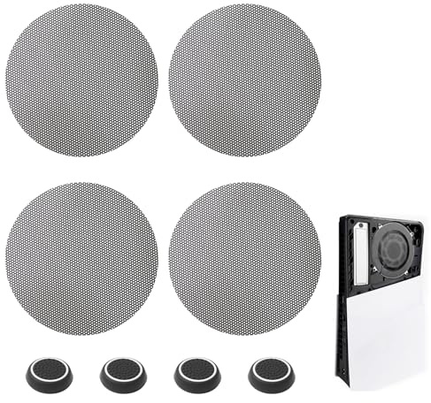 Kit Filtri Rete Antipolvere e Coperture Silicone per PS5, PS5 Slim, Accessori Protezione Completa con Rete Antipolvere, Cappuccio del joystick, Prolunga la Durata Della Ventola, Confezione da 4