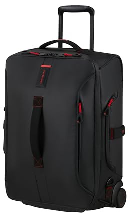 Samsonite Paradiver Light - Bolsa de Viaje con Ruedas y Función Mochila (55 cm), Small, Equipaje de Mano, Repelente al Agua, Ligero, 51L, Negro (Black)