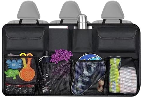 NiceNaiils Organizador de maletero de coche, impermeable, organizador de coche, protectores de respaldo de asiento, almacenamiento de red de carga plegable duradera para
