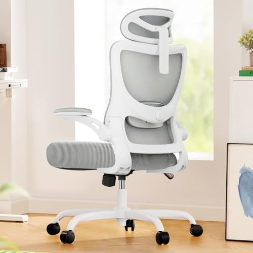 Marsail Silla Escritorio Ergonomica: Silla Oficina de Computadora con Respaldo Alto de Malla y Soporte Lumbar Ajustable Silla Giratoria para Tareas Trabajo con Ruedas, Reposabrazos 3D y Reposacabezas