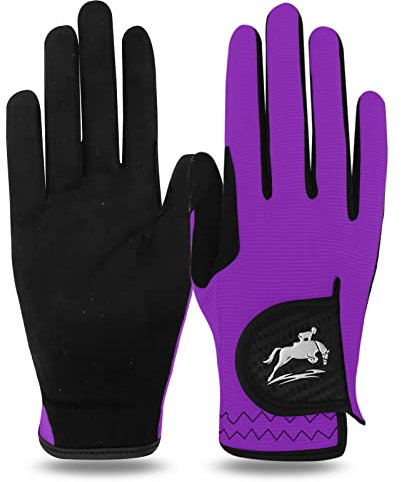 FINGER TEN Ridhandskar dam pekskärm sommar ridhandske unisex vuxna kvinnor handskar ridning grepp ryttare cykelhandskar för ridsport (violett, L)