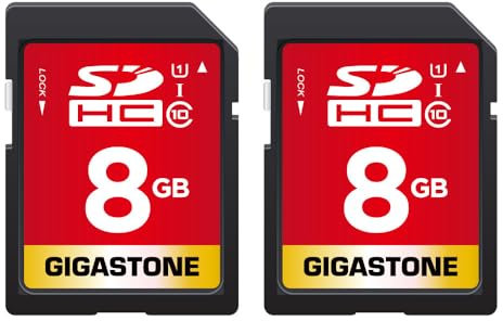 Gigastone 8 GB SDHC-Speicherkarte, 2 Stück, hohe Geschwindigkeit für die Speicherung von Fotos, Videos, Musik, Sprachdateien, Camcorder, Kamera, Recorder, PC, Mac, Klasse 10