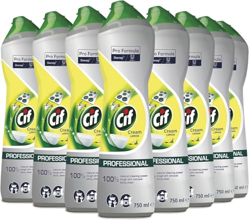Cif Professinal - Crema limpiadora suave de cítricos para cocina y baño, también para esmalte, vitrocerámica, plástico, laminado, PVC, aluminio y superficies pintadas, 8 x 0,75 l
