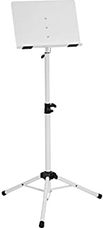DIMAVERY Atril de orquesta OP-1 ws | Atril blanco con placa de acero inclinable, altura 60-105 cm
