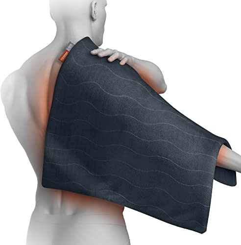 Pure Enrichment PureRelief Pro Far Infrared Ultra-Wide Heating Pad - Muscle Relief for Back, Neck, Shoulder, & Knee Pain in Athletes, 4 Heat Settings, Dry/Moist Heat, 20” x 24” Wide Size (Iron Gray)