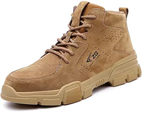Micoklinlin Arbeitsschuhe Herren Schweißerschuhe Retro Safety Shoes for Schweißer Sicherheitsschuhe Damen Wasserdicht Schweinsleder Schlag und stichfeste Arbeitsstiefel