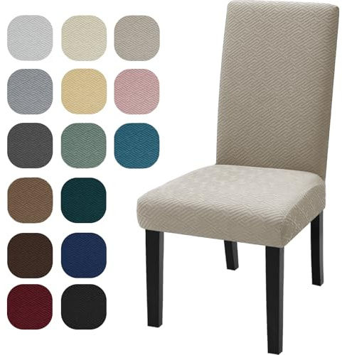 YSTELLAA Fundas para Sillas De Comedor Pack 6, Fundas Sillas Elástico, Ajustables, Chair Cover, Modernas, Lavables, Suaves Y Cómodas, Decoración para Banquetes/Salones, Caqui