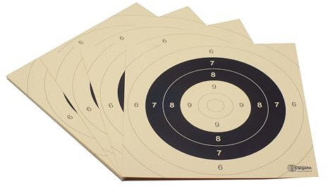 Zielscheiben *P25 Target* | 26x26 cm | Schießscheibenkarton 200g/m² | Ideal für Präzision und Mehrdistanz schießen | 9er, 10er und Mouche in Papierfarbe (50 Stück)