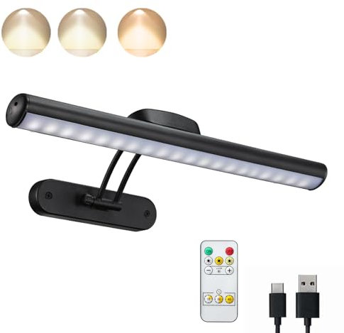 VIGMOJ IGMOJ Kabellose Bilderleuchte mit Fernbedienung, LED Wandlampe mit 3 Farbtemperaturen, Dart beleuchtung Malleuchte mit Timer für Malen Foto Portrait,Unterbauleuchte Küche LED Batterie