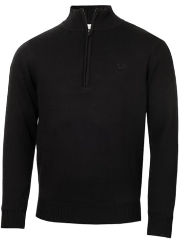 Calvin Klein Mens Lined Chunky Half Zip Sweater - Black/Black - L
