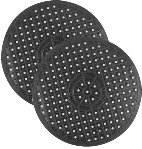 Amexo 2 Pieces Round Kitchen Sink Mat Rubber Sink Strainer Protector Kitchen Sink Quick Drainage 31 x 31cm for Bathroom Kitchen (Black)