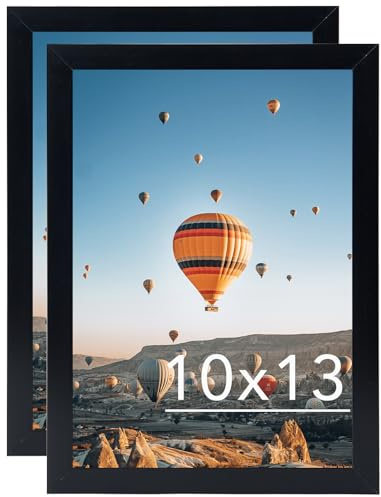 JCJMY 10x13 Black Picture Frame Set of 2, Horizontal and Vertical Formats for Wall Hanging, 10 x 13 Wall Gallery Poster Photo Frames with Shatter Resistant Plexiglass, 2 Pack, Black