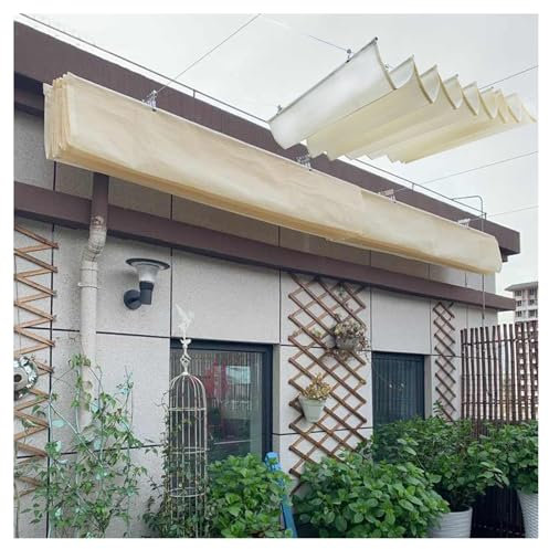 Voile d'ombrage rétractable en forme de U - 185 g/m² - Tissu perméable à l'eau - Protection solaire - Idéal pour extérieur, terrasse, jardin et piscine - 2,8 x 8 m (l x L)