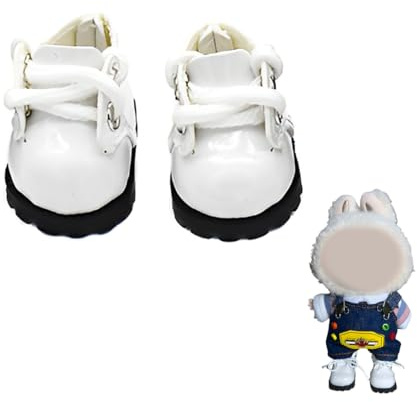 IKOPFLN 1 paire de chaussures de poupée (blanches) pour peluches, convient aux poupées de 17 cm, position assise et debout, peluche non incluse（labobo）