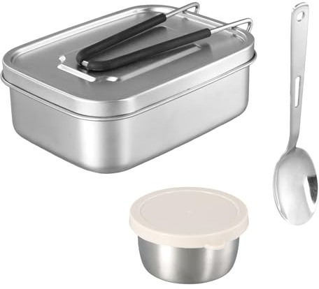Joyan Porta Pranzo in Acciaio Inox Lunch Box da 1200 ml con Divisori Flessibili, Cucchiaio e Contenitore per Salse, Perfetto per Bambini e Adulti, Resistente e Sostenibile