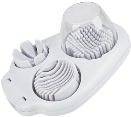 MREEGS 3 in 1 Egg Slicer for Hard Boiled Eggs, Suitable for Strawberry Slicer Grape Cutter, Egg Slicer for Hard Boiled Eggs,Stainless Steel Dicer,For Kitchen Vegetable Cutting Tool - White
