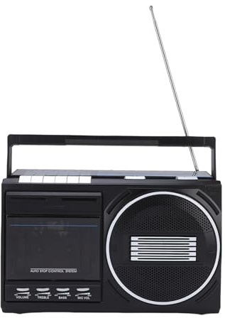 Topiky Player de Cassette Portátil Bluetooth, Grabadoras de Reproductor de Cassette, Radio Am FM SW, Retro Retro ENICIÓN Mic AC DC Potenciado, Registros de Reproductor de Cintas (EU Enchufe 220V)