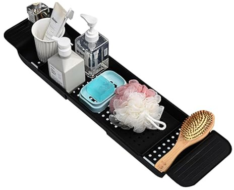 Bandeja para Bañera | Estante Antideslizante Extensible,Repisa para La Bañera, Ducha, Baño De Remojo, Vino, Libro, Jabón, Teléfono, Visionado De Películas