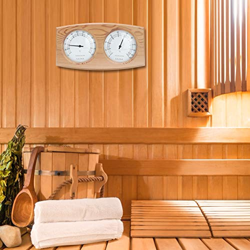 CHICIRIS Termoigrometro 2 in 1 in Legno di Cedro Termoigrometro per Sauna per Il Controllo dell'umidità e della Temperatura, Accessori Decorativi Fatti a Mano per Sauna 9,4x5,1 Pollici