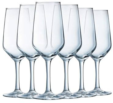 Arcoroc Collezione Silhouette – Set da 6 flûte da champagne 18 cl in vetro cristallino – Champagne, spumante e prosecco – Alta resistenza – Lavabili in lavastoviglie – Fabbricati in Francia