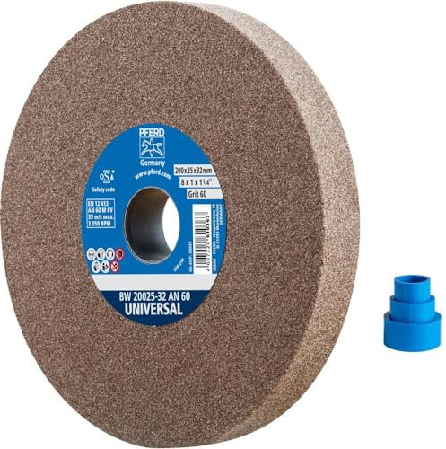 Pferd Muela Abrasiva para Esmeriladora de 200 millimeters, Ancho 25 millimeters, Grano Corindón Normal 60, Agujero 32 millimeters, para Acero, Inox y Fundición