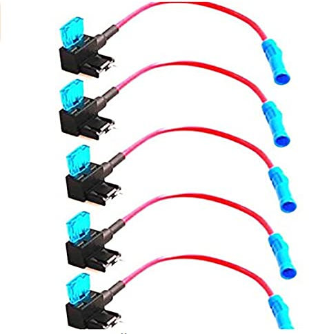 Keenso Kfz Sicherung Adapter-Set, 5 Stück Auto Sicherungsadapter + 5 Stück 15A Flachsicherung Micro Mini/Mini/Standard Blade-Sicherung (Standard)