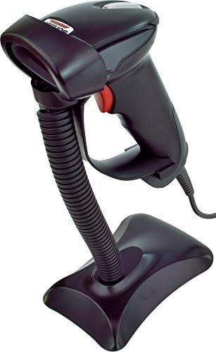 Laser streckkodsskanner, läsare, streckkodsläsare, handscanner Virtuos HT-900A, USB (tangentbord/RS-232-emulering), med ställ, svart