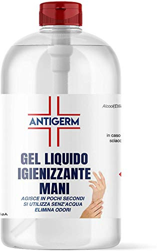 Gel igienizzante per mani disinfettante 1000ml igenizante antibatterico senza risciacquo Antigerm liquido Alcool (2)