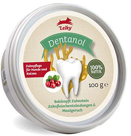 Leiky Dentanol Zahnpflegepulver für Hunde und Katzen, 100 g – mit Seealgenmehl