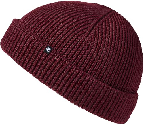 Enter the Complex® Fisherman Beanie, 100% Merino Wolle, Docker Mütze, Fischermütze, Seemannsmütze, Ribbstrick, Damen und Herren, Bordeaux
