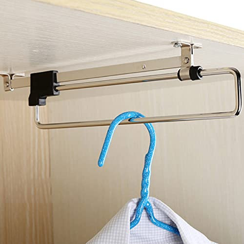 Telescopic Closet Hanger Rail, Retractable Wardrobe Closet Pull Out Rod Clothes Hanger Towel Rail/Extending Rail/Storage Organiser Sliding Rail, Polished Chorme Storage Telescopic Clothes Rod, 12 In
